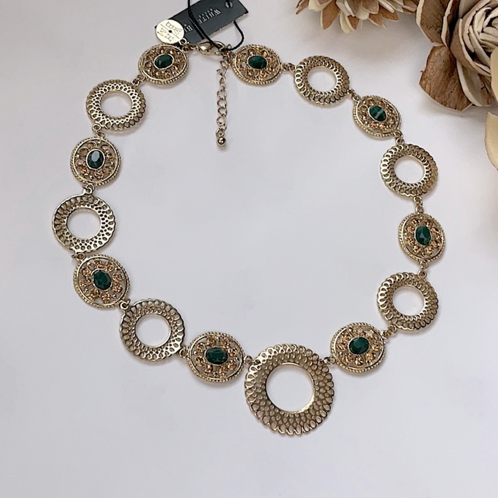 WHBM GOLDEN FILIGREE FLOWER NECKLACE - Picture 3 of 3